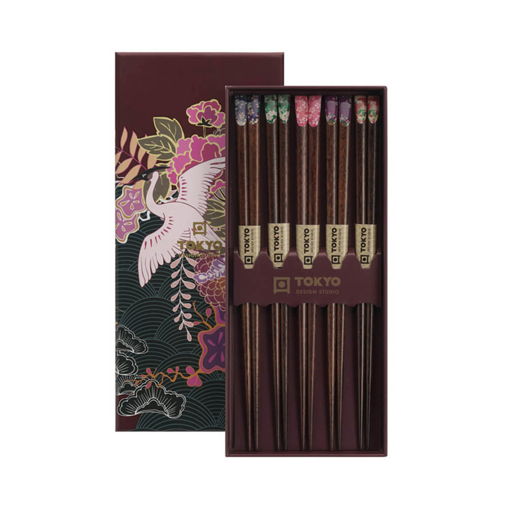 Tokyo Design Studio Japan Flower Set of 5 Chopsticks Giftset